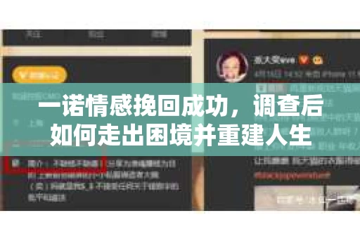 一诺情感挽回成功，调查后如何走出困境并重建人生